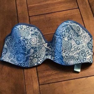 Panache foam cup underwire bikini top 34DDD/F missing strap